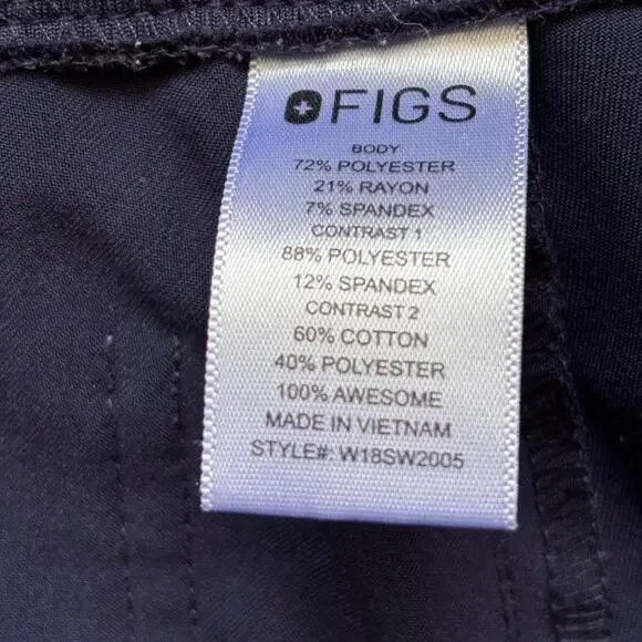 FIGS Zamora Jogger Scrub Pants XS Navy Medical Pants w/Pockets Elastic Waist - Picture 12 of 12